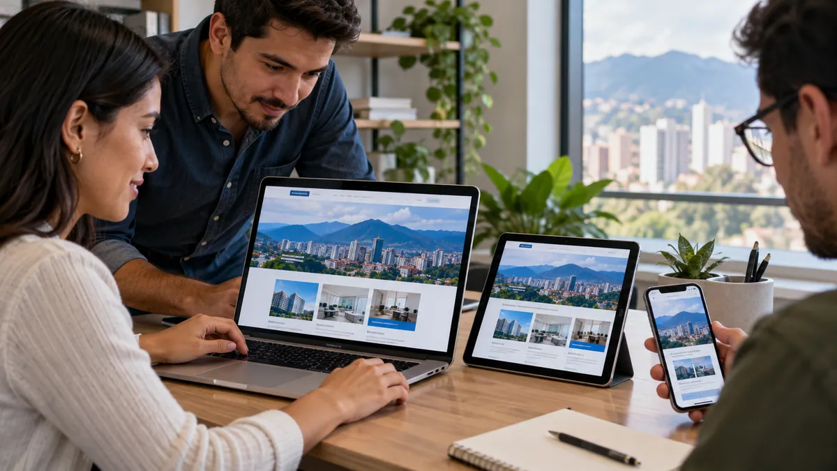 Página empresarial adaptada a las pantallas de computador, tablet y teléfono.