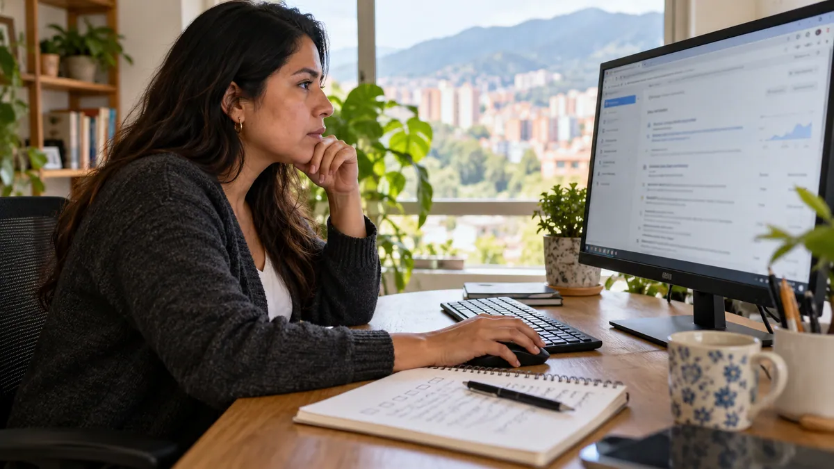 Profesional comprobando el estado de indexación de una página web.